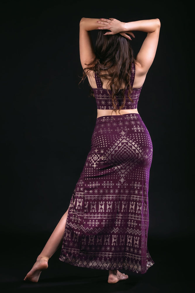 Alkimiya Cairo Maxi Skirt Aubergine-Gold