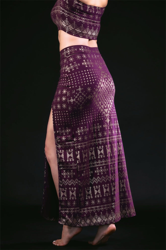 Alkimiya Cairo Maxi Skirt Aubergine-Gold