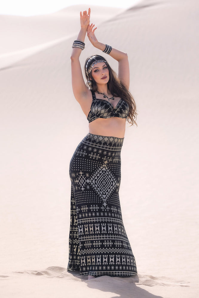 Alkimiya Cleopatra Maxi Skirt Obsidian